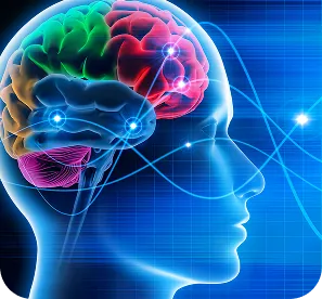 Illustrated brain with waveforms representing EEG metrics like attention and meditation